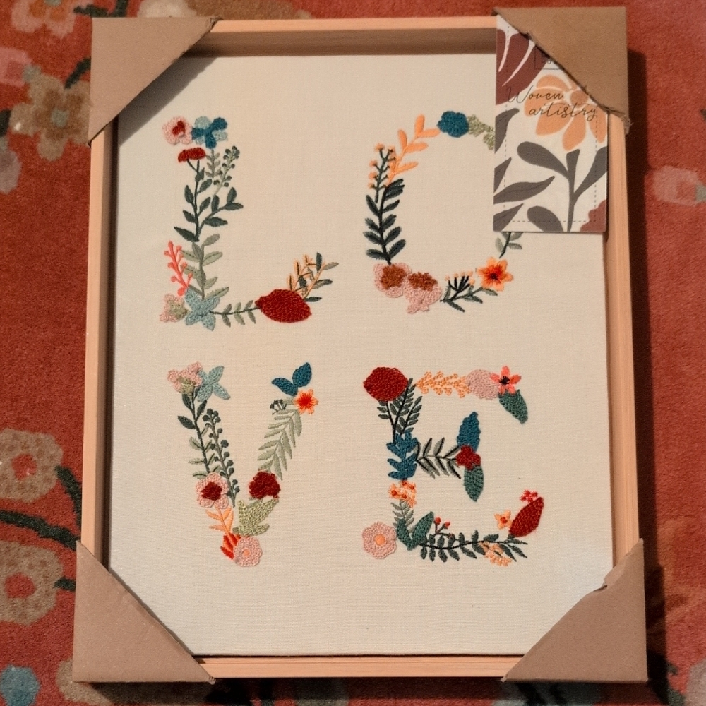 NWT Embroidered LOVE Wall Art
